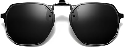GLEXAL Black Irregular Polygon Clip-On Sunglasses – Polarized, Blue Light Blocking & UV400, Anti-Glare for Driving/Outdoor/Digital Use