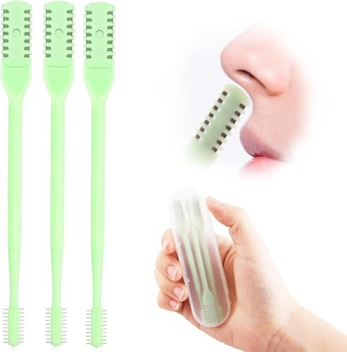 3 Stück Nasenhaartrimmer, 360° drehbarer Nasenhaarschneider Clipper, 2 in 1 doppelseitiger Nasenhaarreiniger tragbares manuelles Nasenhaarentfernungswerkzeug für Männer Frauen (hellgrün)