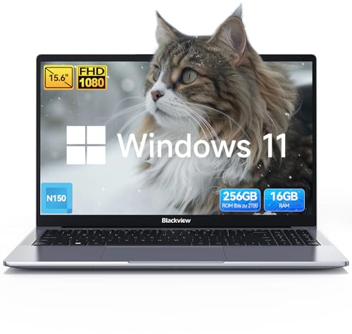 Blackview Laptop 2025, Laptops Computer for Business Student, Quad-Core N150 (Up to 3.6GHz, Beat N5095/N95/N97/N100), 16GB DDR4 256GB SSD, 15.6” FHD IPS TÜV Screen, 100W Type-C Fast Charge, 4K HDMI