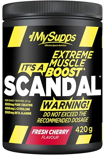 My Supps Scandal Extreme Muscle Pre Workout Trainings-Booster - Fresh Cherry mit Kreatin, Citrullin, Beta Alanin, Koffein & Tyrosin für Energie - Gym Nutrition Supplement - 20 Portionen 420g