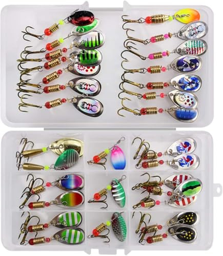 ALCXAZS Set di Esche per Kit di Esche da Pesca con Cucchiaio in Metallo dalle Prestazioni eccellenti e nuovissimi movimenti Immersione Morbidi e veloci