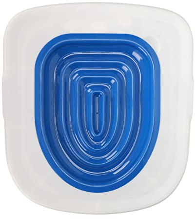 Kit D'entraînement aux Toilettes pour Chat, Entraîneur de Toilettes Universel pour Chat avec Rainure pour Un Démontage Facile, Plastique ABS Solide (Plateau Blanc, 1 Support Intérieur Bleu)
