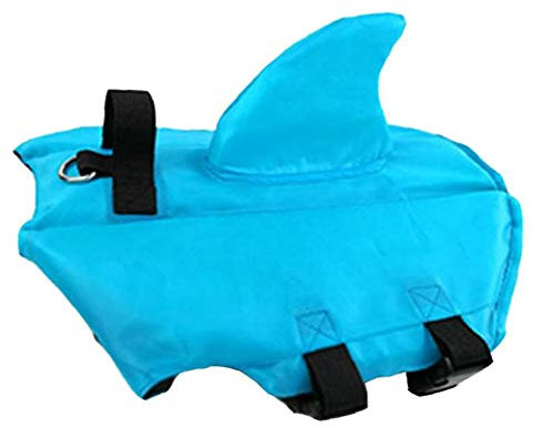 AMOYER Hundeschwimmweste Swimwear Sommer-Sicherheit Haifischform Hundeschwimmweste Neuheit Hund Badeanzug Haustier-Kleidung M