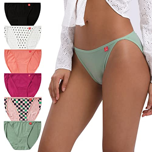 INNERSY Underbyxor dam bomull trosor höga ben hipster underkläder kvinnor sport trosor 6-pack