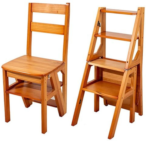 Sedia Espositore 2 in 1 Multifunzionale Pieghevole Legno 4 Gradini A 90*35*45CM