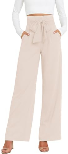 DayaEmmoTQ Pantalon Habillé pour Femme avec Ceinture - Pantalon de Costume Taille Haute à Jambe Large pour Femme de Bureau, Pantalon Palazzo Élégant pour Affaires et Loisirs