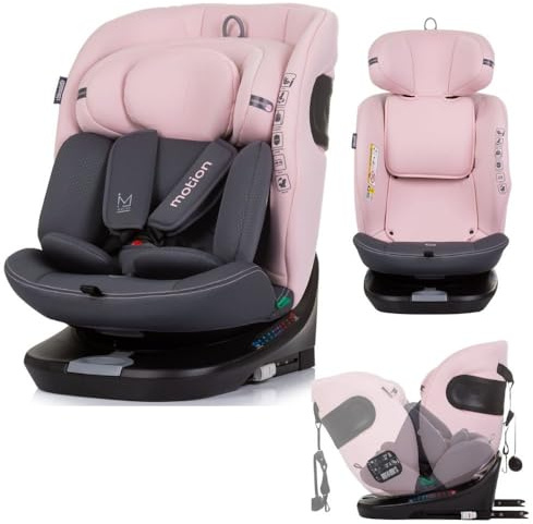 Chipolino i-Size barnstolsrörelse (40–150 cm) Isofix 360° vridbar justerbar, färg: rosa