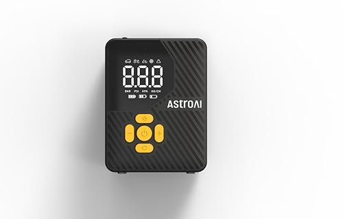 AstroAI Mini Compresor Aire Portátil, Inflador Ruedas Coche 150PSI, Inflador Electrico, Hinchador Neumáticos con Batería Recargable y Luz LED para Coche, Bicicletas, Moto y Etc.