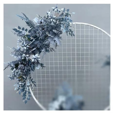 YDYAENIO Wedding Flower Artificia Silk Flowers Arch Round Pavilion Art Window Decoration Wedding Props T Stage Leaf Hanging for Wedding Ceremony Reception(L Deep Blue)