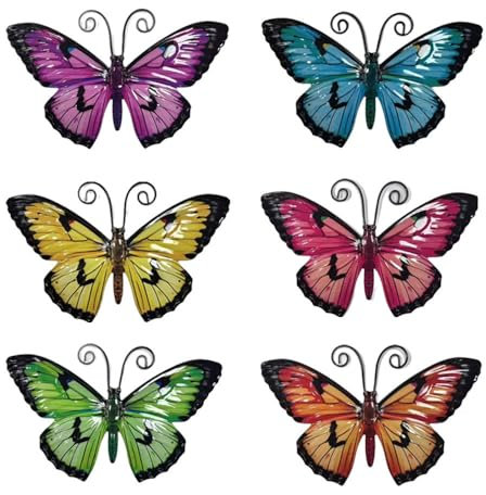 6pcs métal papillon clôture Cour Art décoration de jardin, papillon extérieur cour arrière balcon arbre sculpture, papillons colorés à deux ailes, décoration de jardin, décoration de la maison, décora