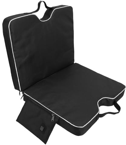 OVAQUIXI Asiento de Estadio Calefaccionado, Cojín de Asiento Portátil Plegable USB con Temperatura Ajustable y Respaldo, Almohadilla de 5,5 Cm de Grosor para Viajes en Estadios