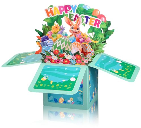 Kesote Tarjetas de felicitación de Pascua, tarjetas de felicitación 3D, tarjetas de felicitación para niños, conejos de Pascua, felices huevos de Pascua, manualidades