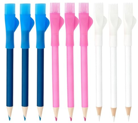 9PCS Sewing Chalk Pencil Set with 3 Colors,Sewing Accessories Fabric Chalks,Fabric Tailors Markers for Se/wing,Se/wing Ch/alk for Marking Fa/bric,Water Soluble Fa/bric Pens & Ch/alk Markers,DIY Crafts