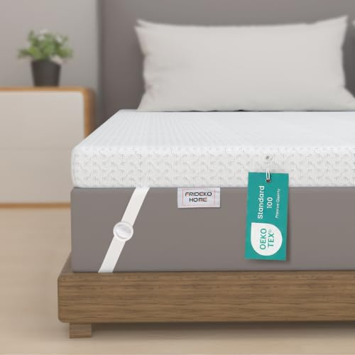 FRIDEKO 5cm Memory Foam Mattress Topper Single Bed, Dual-Layer Medium Firm Bed Topper with Washable Cover, Back Pain Relief & Pressure Relief for Deep Sleep, Single Size 90 x 190 cm