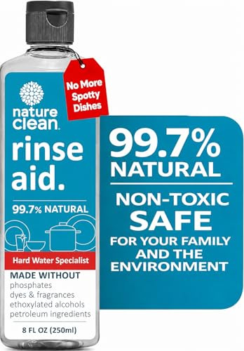 NATURE CLEAN Líquido limpiador natural para lavavajillas y agente de secado de lavavajillas, 226.8 g - 250 ml, no tóxico, ecológico, a base de plantas, sin fragancias, removedor de manchas de agua