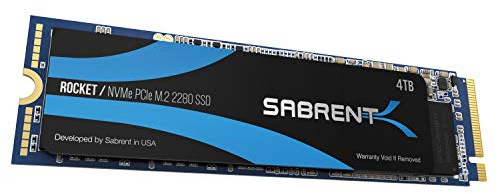 SABRENT M.2 NVMe SSD 4TB Internes Solid State 3450 MB/s Lesen, PCIe 3.0 X4 2280, intern Festplatte High Performance kompatibel mit PCs, NUCs Laptops und desktops (SB-ROCKET-4TB)