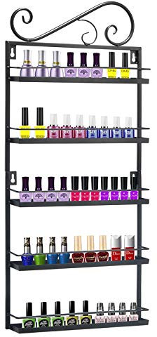 Meisax Scaffale per smalti, 5 pezzi, in metallo, per cosmetici, da parete, per argie olio essenziale (nero)