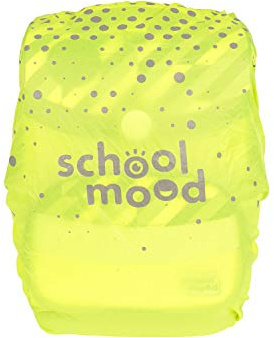 School-Mood Regenschutz für Schulranzen – Wasserdichte Regenhaube, Neonfarben mit retroreflektierendem Aufdruck aus Polyester, Regenhülle zum Schutz des Schulrucksacks, Einheitsgröße (neongelb)