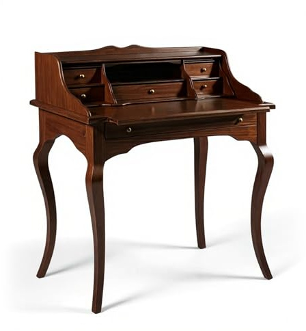 Mar.c.a. Design - Scrivania Arte Povera in Legno 78x50x95 cm 6 Cassetti - Scrittoio Vintage con Gambe a Sciabola Made in Italy