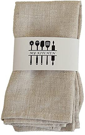 SWECOMZE 6er Pack Leinenservietten, 100% Baumwolle und Leinen Servietten Stoff, 40 cm x 40 cm Stoffservietten für Feiern Home Küche Esstisch Tischdekoration Abendessen Cafe Restaurant (Beige)