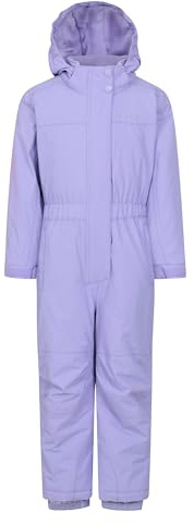 Mountain Warehouse Cloud Kids Snowsuit - Waterproof, Adjustable, One Piece Jumpsuit, Fleece Lining, Girls & Boys - Ski, Winter Light Purple Kids Size 5-6 Years