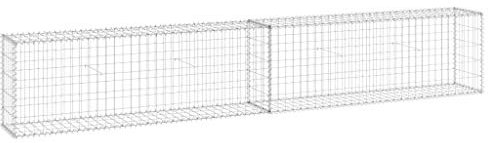 vidaXL Gabion Wall with Galvanised Steel, Versatile Outdoor Barrier, 300x30x50 cm, Silver-Coloured, for Residential or Commercial Landscape Design