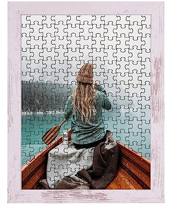 Rahmendesign24 - Cornice puzzle Milano per puzzle circa 300-500 pezzi, 36 x 49 cm, 49 x 36 cm, bianco vintage, con vetro acrilico