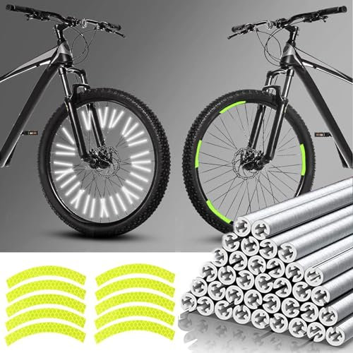 YQBFTC 72 Stück Speichenreflektoren Fahrrad,360°Sichtbarkeit Reflektoren Fahrrad,Fahrrad Reflektoren Speichen mit 10 Aufkleber,Alternative zu Katzenaugen Fahrrad für Maximale Sichtbarkeit bei Nacht
