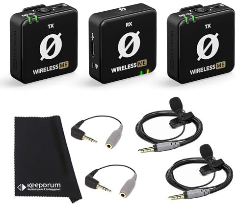 Rode Wireless ME Dual Microphone Radio System + 2 x Smartlav + Lapel Microphone + 2 x SC3 Adapters + Keepdrum Microfibre Cloth