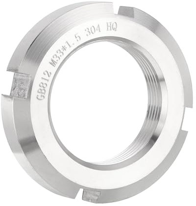 QUARKZMAN M33 x 1.5mm - 1pz Fissaggio Dadi Tondi Scanalati Quattro Scanalature - Dado Bloccaggio Tondo Acciaio Inossidabile 304 per Vari Cuscinetti Volventi, Settore Industriale, Argento.