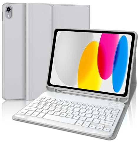IVEOPPE Tastiera iPad 10 Generazione/11 Generazione 11 Pollici, Cover Tastiera Italiano Bluetooth Staccabile per iPad 10 Generazione/(A16) 11 Generation (10.9/11 pollici, 2022/2025), Grigio chiaro