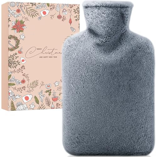 Weihnachtsgeschenke für Frauen Mama Männer Wärmflasche: Kuschel Flauschig 2L XXL Groß Wärmflasche mit Bezug Bettflasche, Kleine Geschenke für Frauen Männer Freundin Papa Vater Mama Oma Opa Weihnachten
