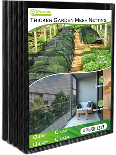 Wohohoho Stronger Garden Insect Mesh Netting, 6.6Ft x 33Ft Nano Black Bird Net Barrier. Mosquito Netting Screen for Patio Balcony Porch Cover, Garden Protection for Vegetables Plants, Shading Rate 33%