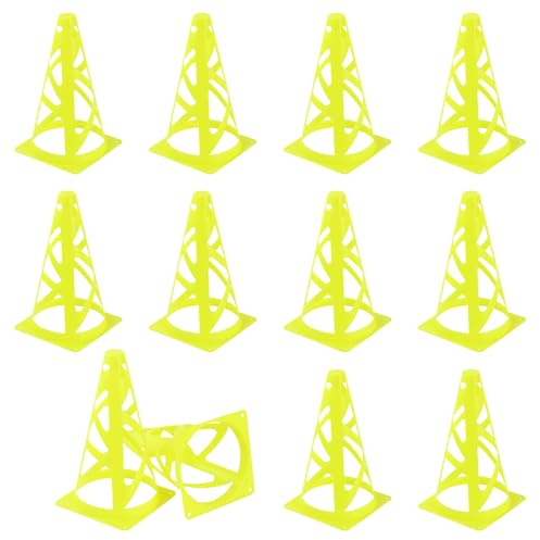 QINGZY Cinesini per Allenamento Calcio 23cm, 10 Pezzi Cono di Allenamento, Cono di Traffico in Plastica per Allenamento Sportivo (Verde)
