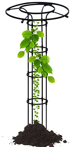 Supporto per piante rampicanti a forma di obelisco da giardino, 120 cm, in metallo, leggero, verde e nero, ideale per fiori e piante