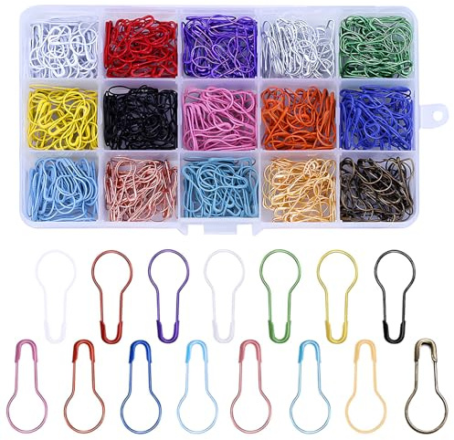 iJiZuo 450 STK Birne Pins, 15 Farben Calabash Pin Metall, Maschenmarkierer, Mehrfarbige Metall Pins für Kunsthandwerk, Safety Pins für DIY Fertigkeit Herstellung und Kleidung