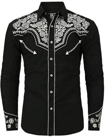 2026 Women's Embroidered Western Cowboy Shirt Style Long Sleeve Button Down Quality Snap Front Design S-3XL (Grey, XXL)