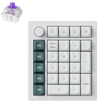 Keychron Q0 HE Teclado Numérico Inalámbrico, 2.4 GHz/Bluetooth 5.1, Interruptores Magnéticos, Aluminio CNC, Numpad 27 Teclas Programable, RGB, Mini Teclado Portátil para Mac, Windows, Linux, Blanco