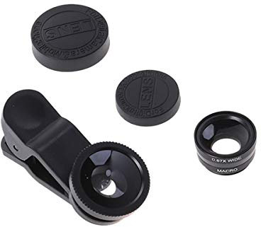 Hemobllo Universal-Handy-Kameraobjektiv Super Weitwinkelobjektiv Makroobjektiv Fisheye-Objektiv Clip auf 3 in 1 Handyobjektiv für 6S / 7/8 / X (Schwarz)