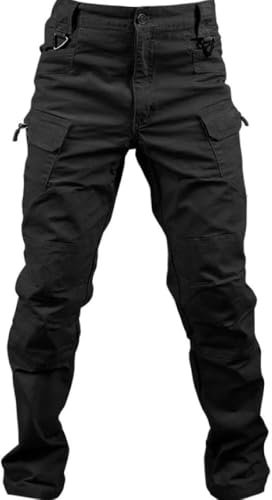 Stafeny Herren Cargo Hosen Multi-Pockets Schwarz M