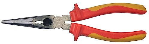 SW-Stahl 41909L VDE Spitzzange gerade 200 mm I 1000V Spitzzange Feinmechanik I nach DIN EN/IEC 60900 Elektriker Spitzzange I Spitze Telefonzange mit 2 Komponenten Griff