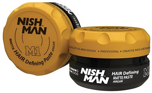 NISHMAN M1 Hair Defining Paste Wax - Matte Paste Argan 100g - Matte Finish, Strong Hold, Adds Volume & Texture - Perfect for Short to Medium Hair