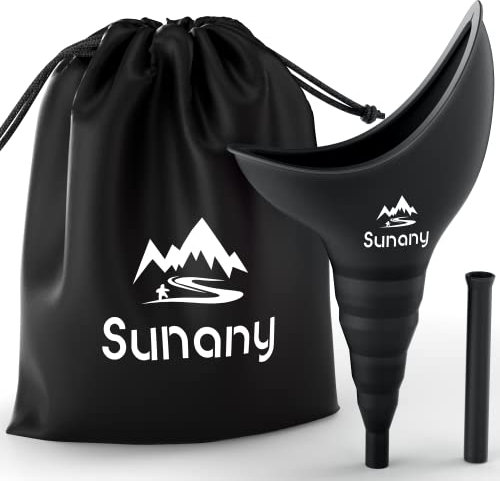 Sunany Orinatoio Portatile Donna,Orinatoio Femminile Imbuto in Silicone per Donne in Piedi Fino a Pipì,Riutilizzabile urinatoio Donna,Adatto per All'aperto, attività, Campeggio, Viaggio(Nero)