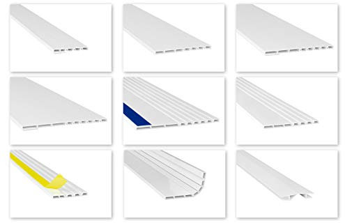 HEXIM Fenster/PVC Deckleisten & Verbindungen - flexible Hohlkammerprofile, wahlweise mit Schaumklebeband (selbstklebend) - 2 Meter je Leiste (50x5mm, HJ 1001-SKS)