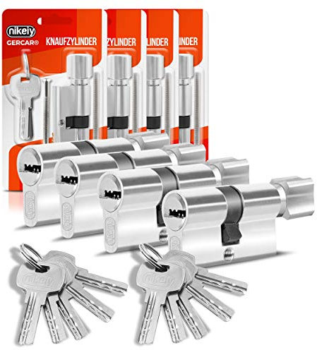 GERCAR Profilzylinder Schließzylinder Zylinderschloss 40/40 Knaufzylinder Türschloss - inkl. 10 Schlüssel - Gleichschließend 4er Set - Länge: 80mm, A:40 B:40-4er Set
