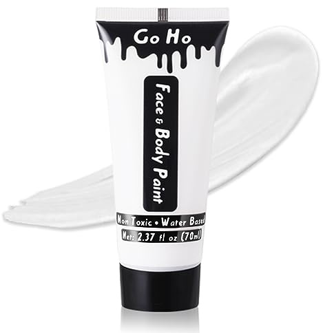 Go Ho Cream White Face Body Paint(2.37 oz),Water Based White Face Painting,Joker Clown Zombie Skeleton Makeup for SFX Cosplay Costumes Festivals Halloween Makeup