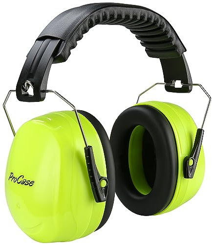 ProCase Cuffie Antirumore, NRR 32 dB Cuffie Antirumore per Ambito Lavorativo, Lavoro Sul Trattore, Isolanti per Studiare, Falciatura, Sparare, Aereo (Giallo Neon)