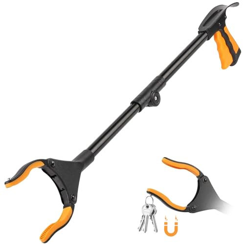 Xrten Outil de Ramassage avec Tête Rotative, Cueilleur Multifonctionnel avec Aimant, Pince Ramasse Dechets, Pince de Préhension Extension Pliable, Pince Telescopique