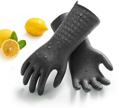 Vgo... Hochleistungs-Industriehandschuhe, 2X dickes TPE, abrieb- und reißfest, hitze-/kältebeständig -10~100℃, für Bauwesen, Zement, Abwasser, Kanalreinigung, schwere Arbeiten (TP1117,Grau,M,1 Paar)