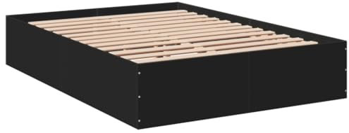 vidaXL Bettgestell, Bett Doppelbett für Schlafzimmer, Bettrahmen mit Lattenrost, Schlafzimmerbett Modernes Design, Schwarz 140x200cm Holzwerkstoff